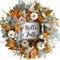 Greentek; 20-Inch Thanksgiving Fall Wreath for Front Door with Pumpkins, Eucalyptus, Berries, Lamb's Ear Leaves & Pinecones | Artificial Autumn Harvest Wreath for Indoor Outdoor Porch, Wall & Home Seasonal Decor; Category:Fall Wreaths; Image:2
